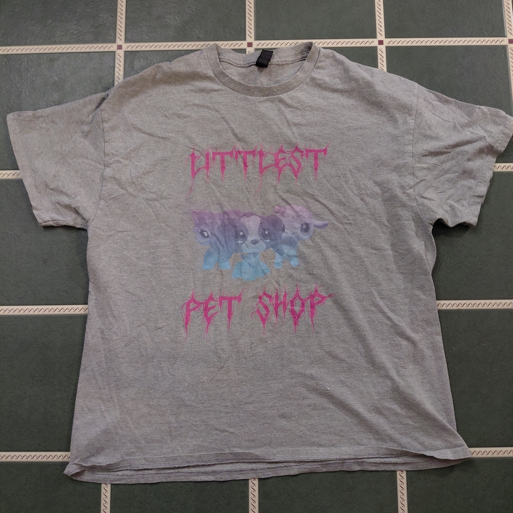 Littlest Pet Shop Graphic Tee - Gray with Pink & Purple Print